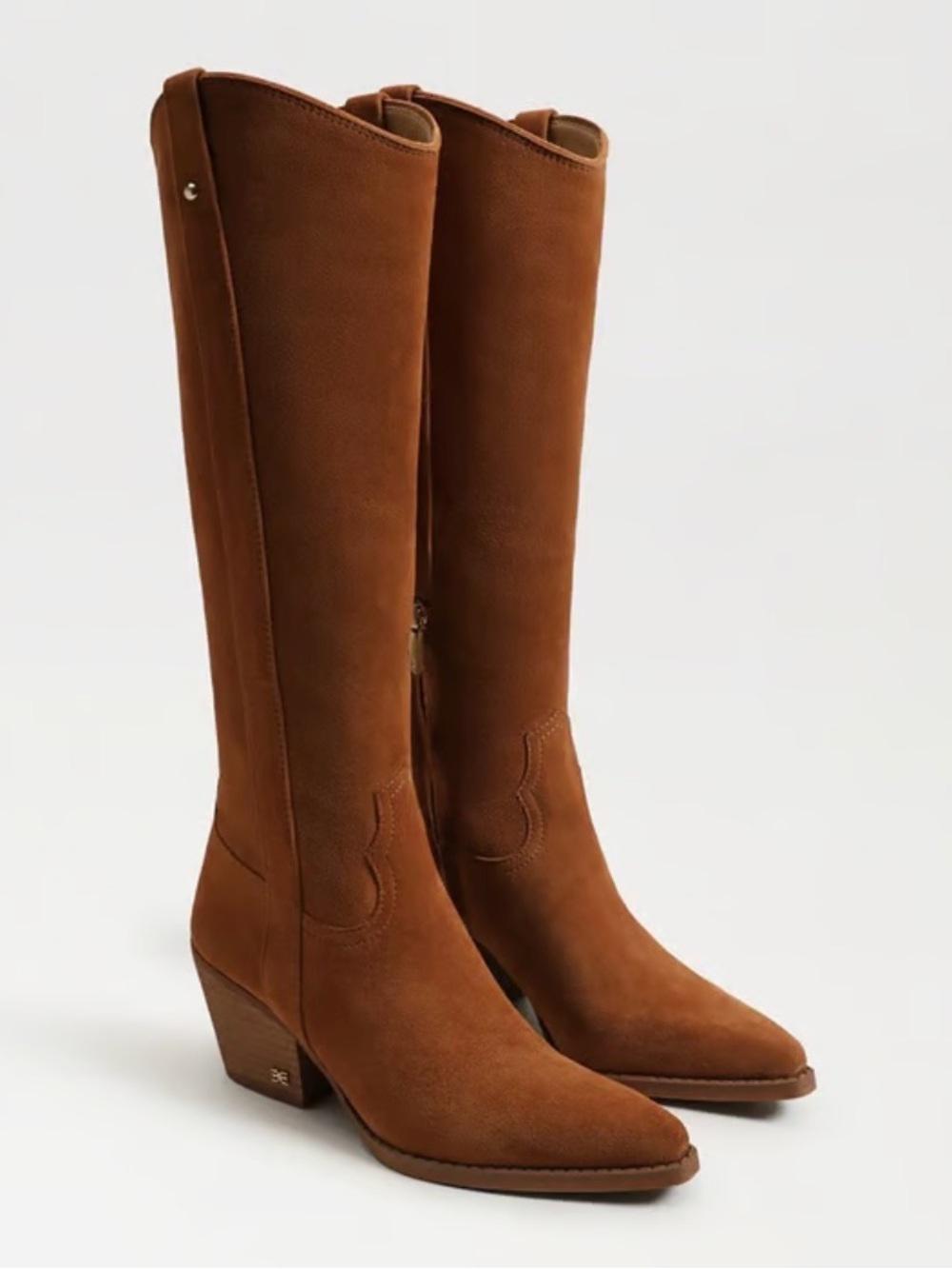 Sam Edelman Wyatt Wide Calf women’s Brown Suede Knee-High Western Boots NWOT